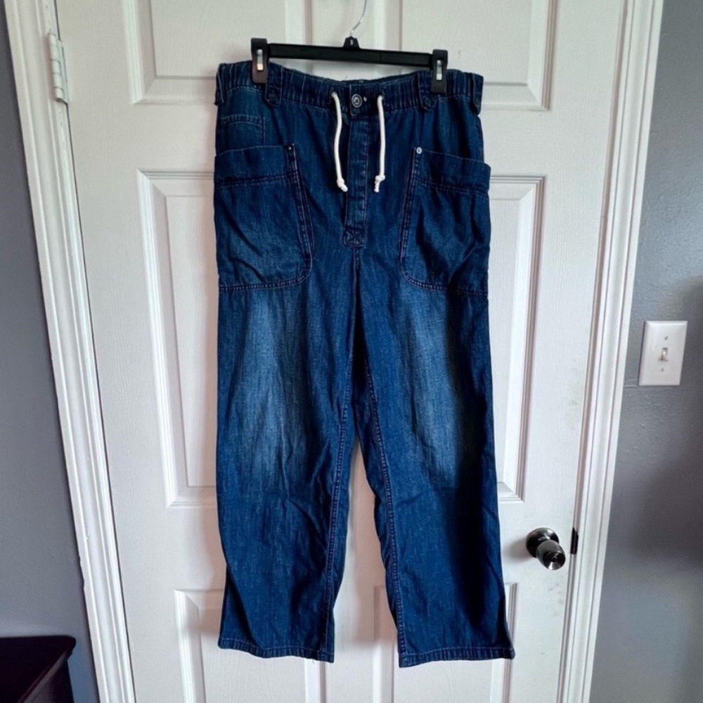 Free People We The Free Cargo Utility Jeans Elastic Drawstring Waist Pockets M